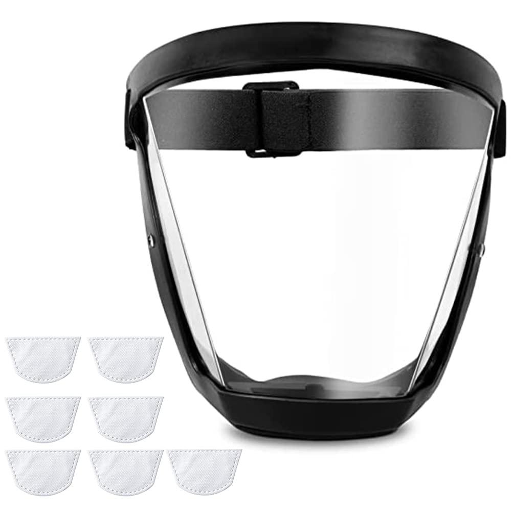 ascavs Full Face Shield for Yard Work & Woodworking, Wide View Clear Visor with Anti-Fog Coating, Breathable Bottom Design, Adjustable Headband (Upgraded Black)