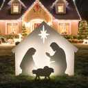 5Ft Christmas Large Outdoor Nativity Scene Set Outdoor Christmas Nativity Display Xmas Holy Family Yard Decoration White Weatherproof PVC Christian Outside Decor for Front Yard Lawn Church
