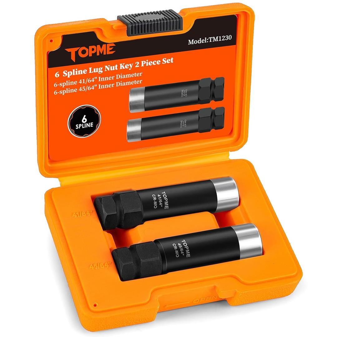 2 Piece 6 Spline Lug Nut Socket Set,6 Point Lug Nut Key 41/64" and 45/64 "for M12x1.25,M12x1.5 Lug Nuts,for Easy Installation and Removal of Lug Nuts on Aftermarket Wheels
