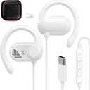 Open Ear Headphones Wired for iPhone 17 Air 16 15 Pro Max Plus/iPad, USB Type C Earphone with Mic Over Ear Wired Earbuds with Ear Hook for Samsung S26 S25 S24 Ultra S23 Fe S22+ A35/Pixel 10 9 8, White