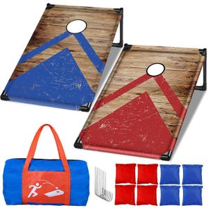 NZQXJXZ Portable Cornhole Board Set with 8 Bean Bags - 3x2 Ft Corn Hole Toss Game for Indoor and Outdoor Parties, Ideal for Kids, Adults, Beach, Yard and Camping (Gray)