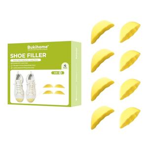 Bukihome Shoe Filler Insert - 4 Pairs Shoe Filler for Too Big Shoes, Heel Cushions for Women, Toe Inserts, Size Reducer Make Shoes Fit, Cushions for Women, Yellow, S