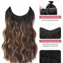 Clip in Hair Extensions for Women, Long Wavy Synthetic Hairpieces Fake Hair Extension Clips, One Piece Clip in Hair Pieces(Balayage Dark Brown to Blonde)