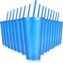 Hxezoc 16 Pieces Reusable Cups with Lids and Straws, 24 oz Glitter Plastic Tumbler Iced Coffee Cups Travel Mug Cup for Birthday Party, Smoothie Juices Beach Party, Bachelor Party (Blue)