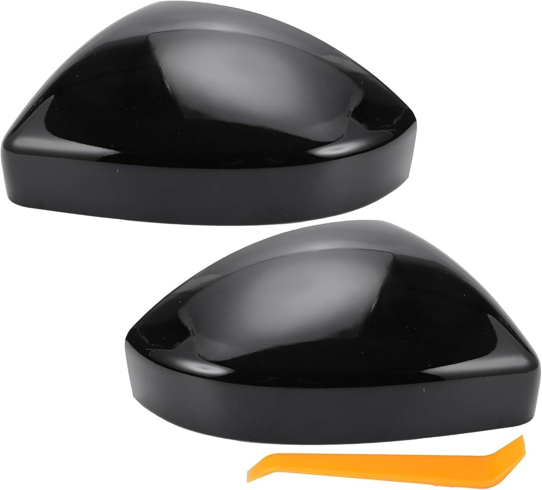 X AUTOHAUX Car Rear View Driver Passenger Side Mirror Cover Cap Replacement Gloss Black for Jaguar E-Pace F-Pace for Land Rover Discovery Sport Evoque 2015-2019