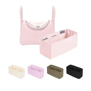 Organizer Insert for Hermes Bags, Luxury Bags Storage with Silk, Lightweight Inner Bag Compatible with Lindy 26 Bags, Multiple Pockets Large Capacity(Pink, Lindy26)