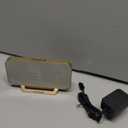 Peakeep Slim Digital Mirror Aesthetic Alarm Clock for Bedrooms Desk Decor - Plug in Electric Big LED Modern Small Clock for Office Living Room, Battery Backup, 6 Dimmers (Gold)