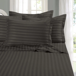 Elegant Comfort Best, Softest, Coziest 6-Piece Sheet Sets! - 1500 Premier Hotel Quality Luxurious Wrinkle Resistant 6-Piece Damask Stripe Bed Sheet Set, King Grey