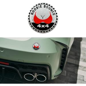 Booble Bounce Badge Rated Car Emblem, Car Badge Decals Stickers, 4 x 4 Metal Automotive Badge, 3D Metal Automotive Exterior Round Emblem Decals Compatible with Most Vehicles Trucks SUVs
