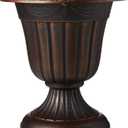 PL10CP Classic Traditional Plastic Urn Planter Indoor/Outdoor, 15" x 13", Brushed Copper
