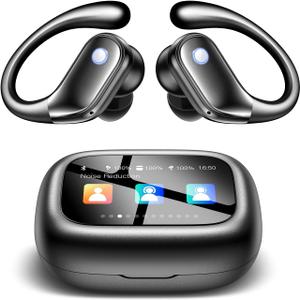 Wireless Earbuds, ANC Noise Cancelling Sport Ear Buds with Multifunctional Touch Screen, Bluetooth 5.4 Headphones, Bass Stereo Sound, 5 EQ Over The Ear Earbuds for Sports/Workout/Gym-Black