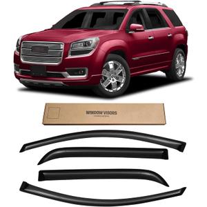 Window Visor for 2007-2016 GMC Acadia & Saturn Outlook 2007-2010, Out-Channel Rain Guards Shields Vent Deflector Shade Wind Dark Smoke, Outside-Mount, 4PCS