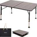 KingCamp Adjustable Height Folding Camp Table, Large Fiber Glass Portable Picnic Table for Outdoor & Indoor Use, Sturdy Aluminum Leg Patio Table for 4-6 People with Storage Bag, 47.2''x31.5'', XL