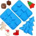 Sidosir Christmas Cake Pans, 3Pack SiliconeChristmas Cake Molds for Baking, Non-stickSilicone Mini cake Molds for chocolate, Jellocandy and Candles