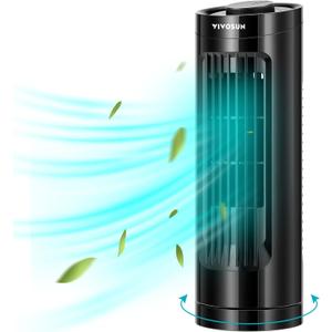 VIVOSUN 13'' Tower Fan, Bladeless Desk Fan with 3 Speeds and 70 Oscillation, Portable and Compact, Quiet Cooling Fan for Home and Office, Black