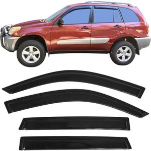 Window Visor Deflector Compatible with 2001-2005 Toyota Rav4 4-Door, Slim Tinted Acrylic Resistant Shield Cover Wind Sun Rain Guard by IKON MOTORSPORTS, 2002 2003 2004