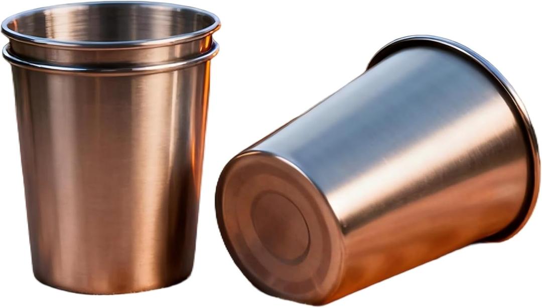 3 Pack Stainless Steel Cups – 8 oz Metal Cups for Drinking, Shatterproof & Reusable 304 Stainless Steel Pint Glasses, Stackable Small Metal Cups for Bathroom, Office & Home Use – Silver