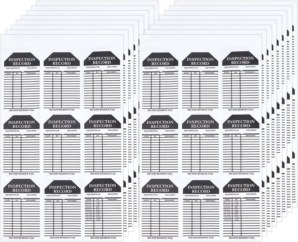 PH PandaHall Pack of 200 Adhesive Inspection Record Labels, 5"x3" Black Paper Inspection Tags Daily Inspection Safety Stickers for Ladder Maintenance Equipment Safety Record