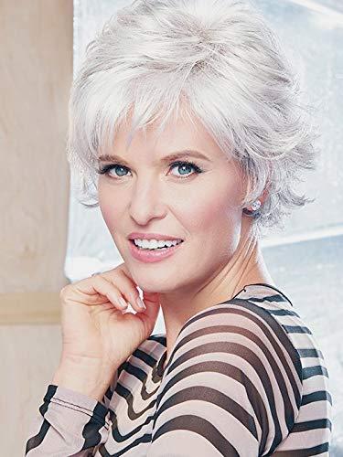 Kaneles Short Grey Wigs for Women Curly Wig with Bangs Fluffy Natural Looking Old Lady Synthetic Costume Daily Party Cosplay Use