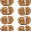 bearberry Jumbo Chenille Yarn, Super Bulky 6 - Extra Plush & Skin-Friendly for Chunky Knit Blankets, Arm Knitting & Crocheting 8-Pack (8oz/25yd Per Skein), Machine Washable, Ultra Soft, Camel