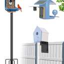 XDW-GIFTS Bird House Pole, 1 Pack 109 Inch Metal Bird Feeder Pole for Outdoor, with 5-Prong Heavy Duty Base for Birdhouse Mounting, Weather Station