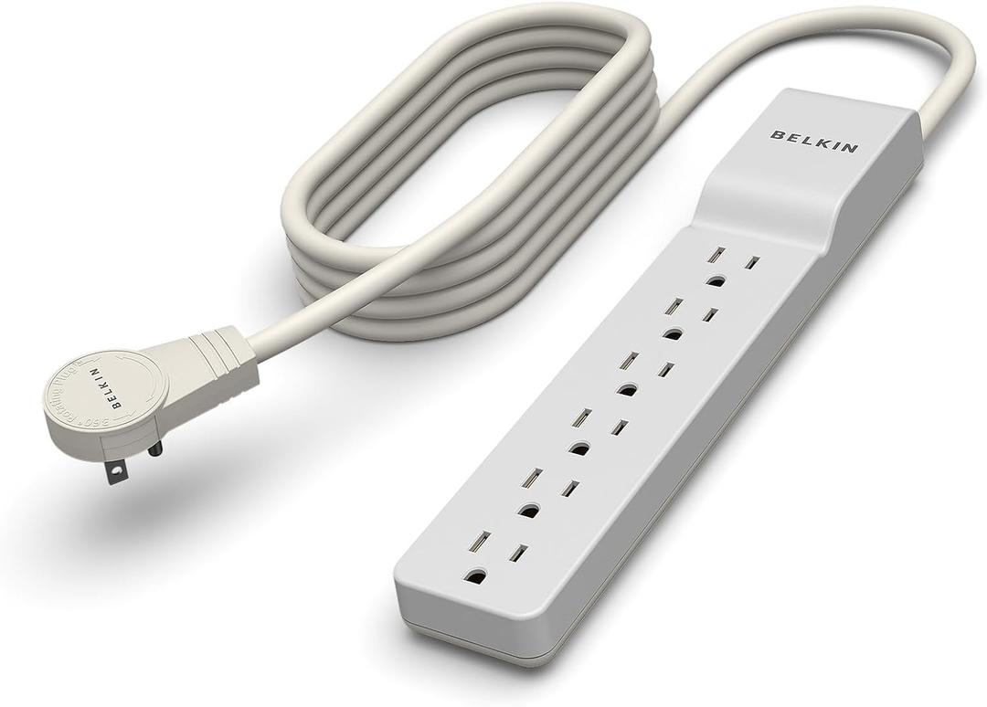 Belkin 6-Outlet Surge Protector Power Strip, 6ft Cord, 360 Rotating Plug - 1080 Joules Protection