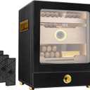  Humidor,Humidor  Cabinet,LED Humidifier with Hygrometer,Desktop Humidor Box with Drawer and 3 Humidifiers, Accessories for Men Father's Day Christmas Birthday Gift-Black