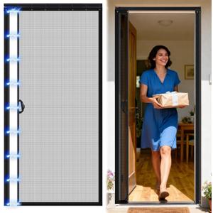 Beeveer Retractable Screen Door with Sliding Track Fits Door Size 36" x 82" (Curtain Size 38'' x 83'') Pet Friendly Magnetic Fiberglass Mesh Screen for Patio French Sliding Doors Weighted Bottom