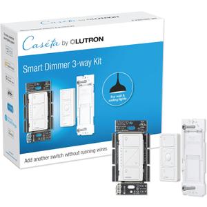 Lutron Caseta 3 Way Smart Dimmer Light Switch Kit, Includes Pico Remote, Bracket, and LED Dimmer Switch, No Neutral Required, P-PKG1WB-WH