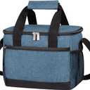 iknoe Large Foldable Cooler Bag, 8.5L Insulated Lunch Bag, Leakproof Lunch Cooler Tote with Multi-Bag Design Suitable for Beach, Picnic and Office Use, Blue 15-Can (Medium)