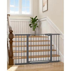 Cumbor 30-51.5 in Extra Wide Baby Gate for Stairs, Dog Gate, Cool Gray