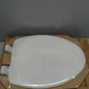 Mayfair Linden Slow Close Toilet Seat, Non Slip Heavy Duty Wood, Easy Install, Elongated, White
