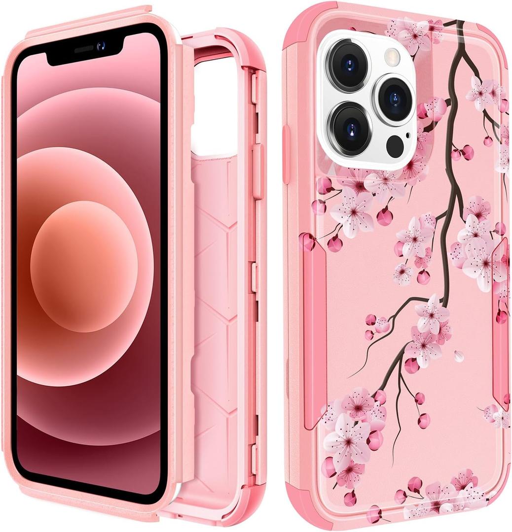 For iPhone 12 Pro Max Case - Women Cute Girls Phone Cover Girly Aesthetic Unique Design Kawaii Flower Heavy Duty Protective Hard Shockproof Military Grade Funda for iPhone 12 ProMax (Blossom Pink)