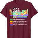 Can I Lick It tee Funny Periodic Table Of Elements science T-Shirt, XL