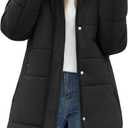 Women's Thicken Puffer Coat Winter Warm Fleece Quilted Jacket Padded Parka Coat with Removable Hood (Black, Small)