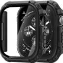 2 Pack for Apple Watch Case, Rugged Cover Compatible with iWatch 11/10 46mm with Built-in Touch Sensitive Tempered Glass Screen Protector (Black)