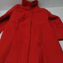 Fisoew Women's Elegant Single Breasted Coat Long Sleeve Mid Winter Overcoat Work Office Pea Coats (Medium, Red)