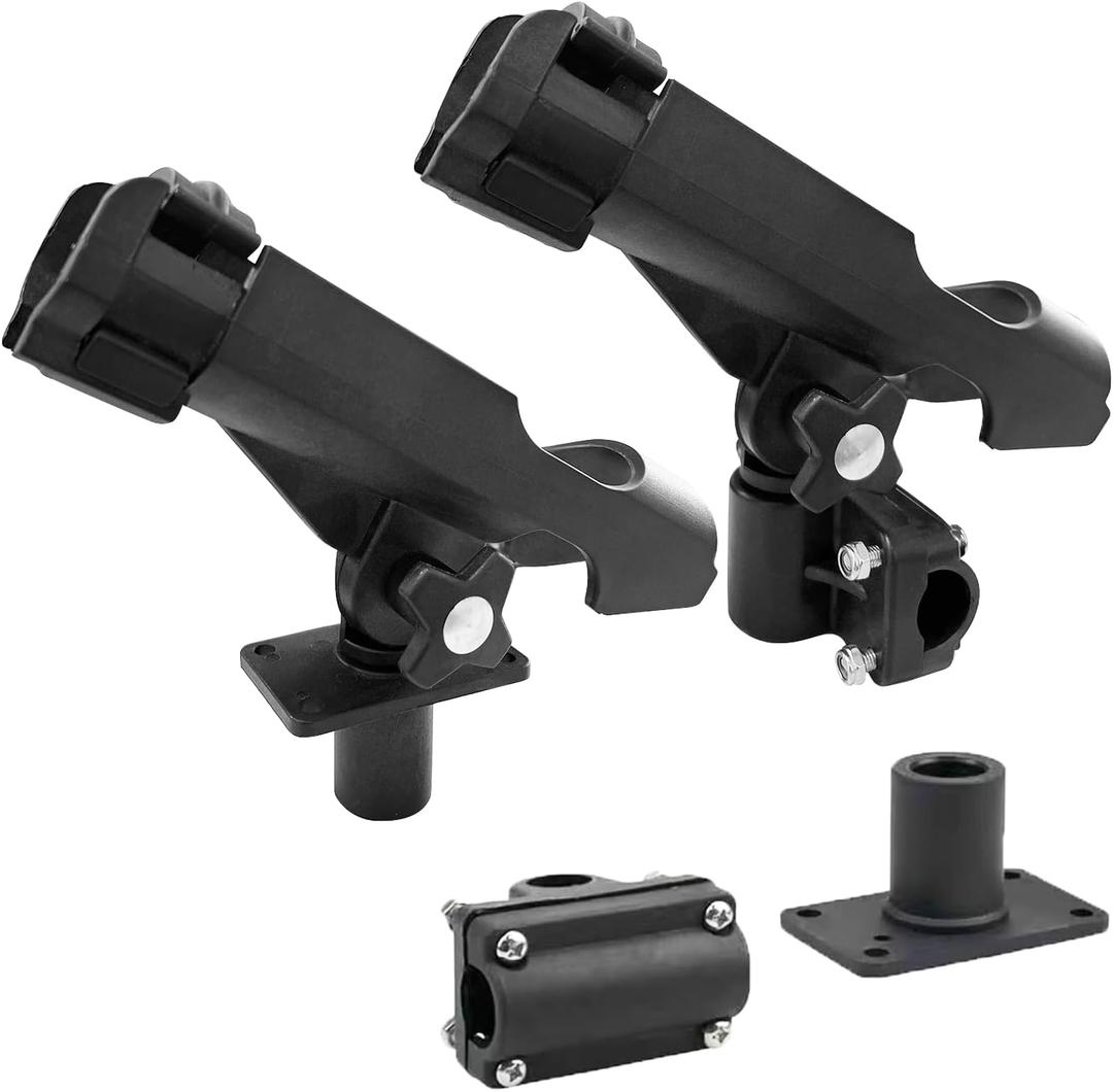 LBW Fishing Rod Holders for Boat Side Deck Mount Rod Holder Adjustable Kayak Fishing Pole Holders for Boat Canoe Rail Mount Pack of 2