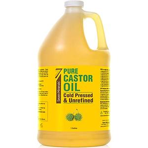 Unrefined Hexane-Free Castor Oil, 128 fl oz - For Hair Growth, Thicker Lashes & Brows, Dry Skin, Joint Pain, EXP: 2-2027