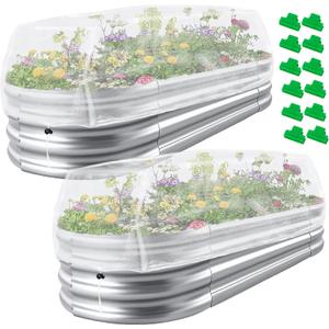 2 Pack Garden Netting for Raised Beds, 4x2FT Raised Bed Plant Covers for Garden Protection, Fine Mesh Bird Netting Pest Barrier Screen with Drawstring and Clips for Protecting Vegetables Fruits Crops
