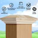 Sasylvia 4 Pcs 3.5" x 3.5" Wood Newel Post Cap Fence Post Cap for Topper Top Resistant Decking Caps for Indoor Outdoor Fences Decks and Mailboxes Cover