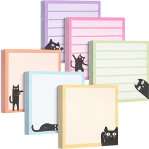 Mr. Pen- Sticky Notes, 3" x 3", 6 Pads, 480 Sheets, Black Cat Sticky Notes, Cat Notepad, Sticky Note Set
