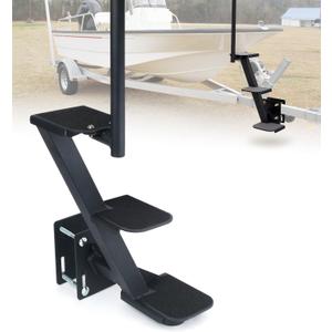 Heavy Duty Boat Trailer Steps with Safety Handle, Non-Slip Surface, Universal Fits for Trailers Tongue Steps, Patent Pending, 3 Steps