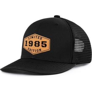 40th Birthday Gifts for Men - 40th Birthday Decorations for Men, Adjustable Trucker Hat with Leather Patch (Le1985-black)