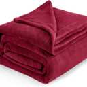 Flannel Fleece Luxury Blanket Red Queen(90"x90") Size Lightweight Cozy Plush Microfiber Solid Blanket by Bedsure