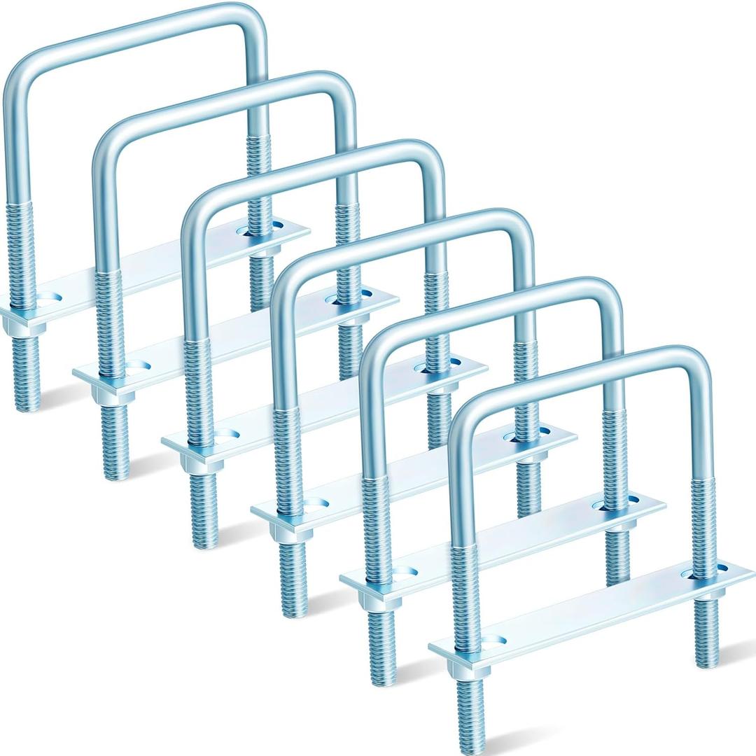 Zonon 6 Pcs 3/8" x 4" x 5" Square U Bolt with Frame Plates and Nuts Zinc Plated U Clamp Bolts for Boat Trailer Tube Rectangular Wood Industrial Supplies and Metal Object