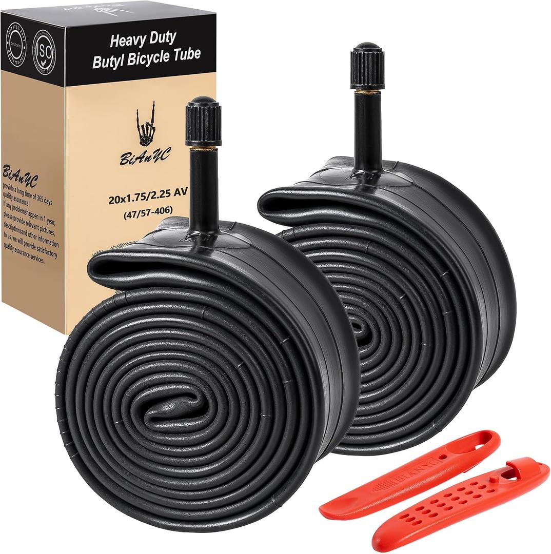 Heavy Duty 20 Inch Bike Tubes 20x1.75/2.25 Bicycle Tubes AV32MM Schrader Valve 45/57-406 Compatible with 20x1.75 20x1.90 20x1.95 20x2.0 20x2.10 20x2.125 20x2.25 Bike Inner Tubes-1 PC/2 PCS