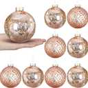 Syhood 8 Pcs 4" Large Christmas Balls Ornaments Shatterproof Christmas Tree Vintage Mercury Finish Plastic Balls Hanging Decorations for Xmas Trees Wedding Party Holiday Decorations(Rose Gold)
