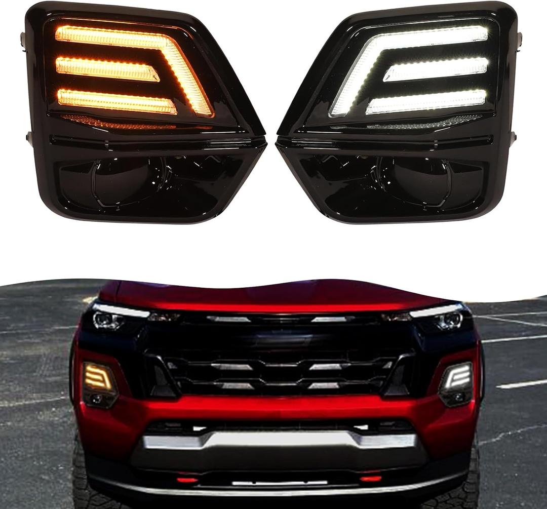 Led DRL Fog Lights For 2023-2025 2026 Chevrolet chevy Colorado WT LT Trail Boss Z71 Accessories Front Bumper Daytime Running Lights w Sequential Turn Signal (DRL2)