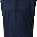 Rouen Mens Vests Outerwear Lightweight Moisture Wicking Midlayer Sleeveless Sports Golf Quarter Zip Pullover Mens Vest (Large, Navy Geo)